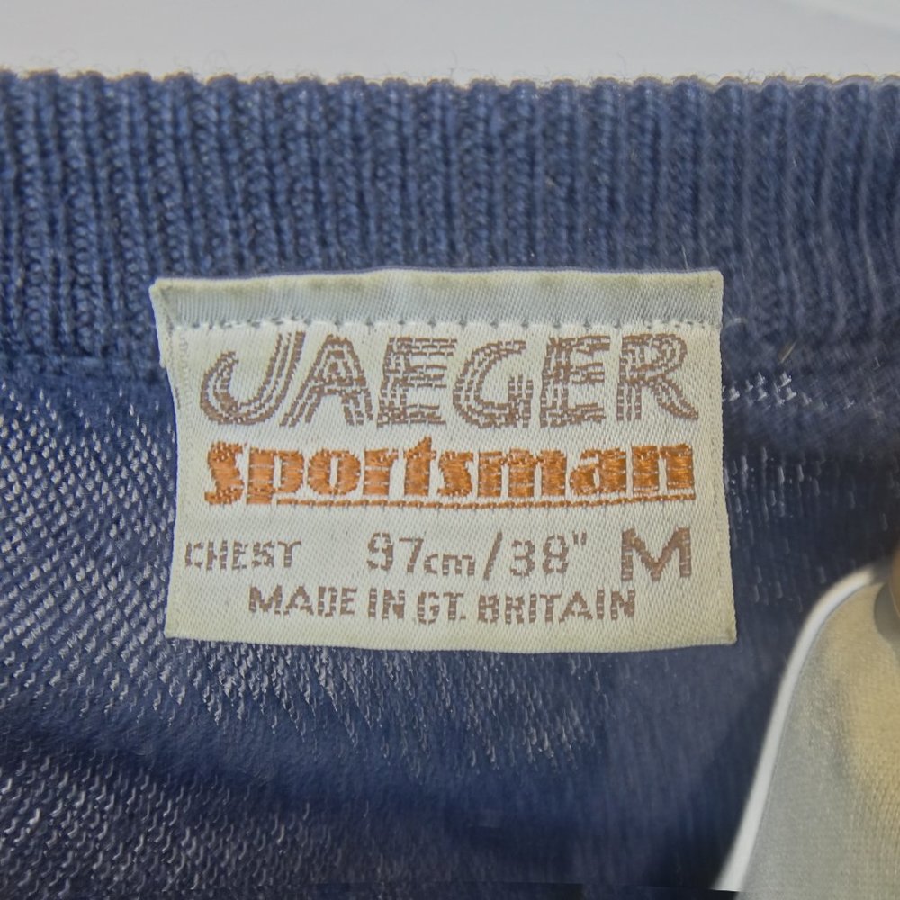 JAEGER SPORTSMAN Jumper Sweater Pullover Mens Medium Navy Vintage Classic - Picture 6 of 7